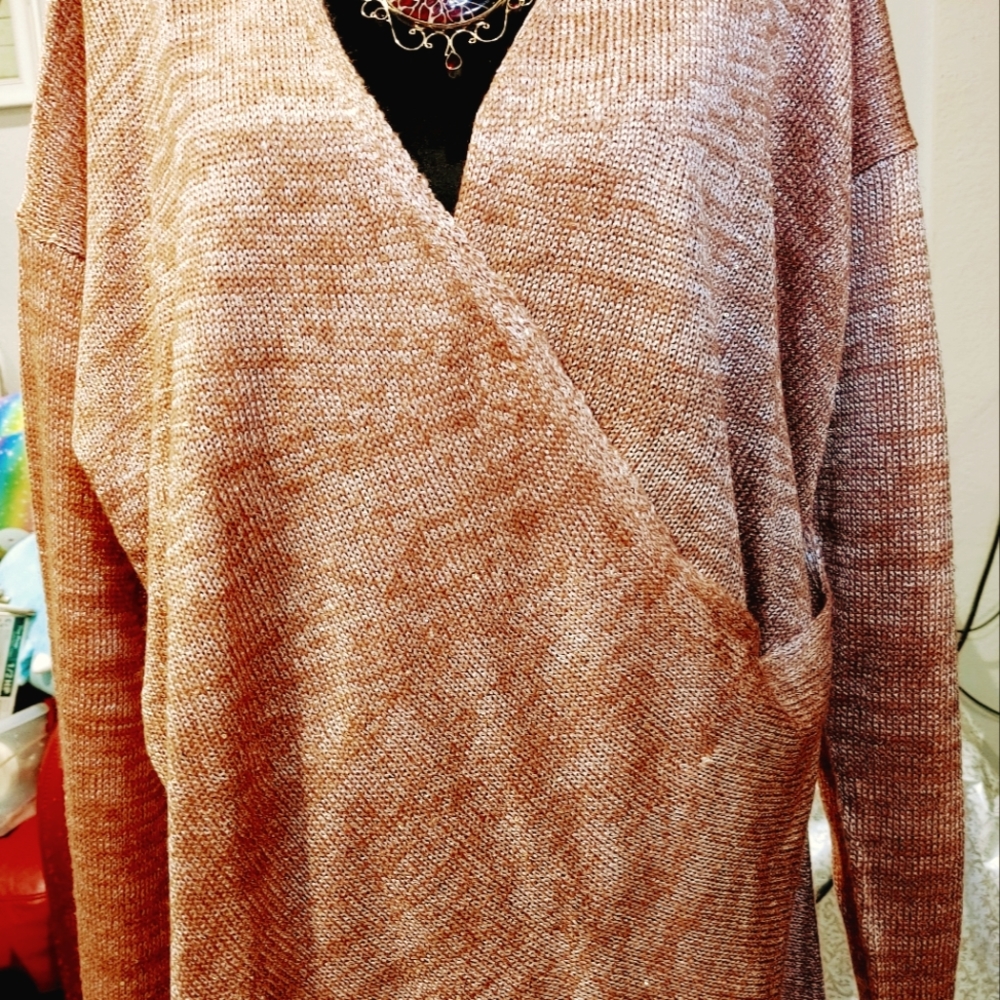 Pink Glitter Crossover Sweater